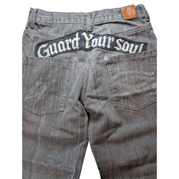 Square Zero Jeans Mens 32X30 Actual Black/Gray Wide Leg Graphic Streetwear Y2k - Picture 3 of 10